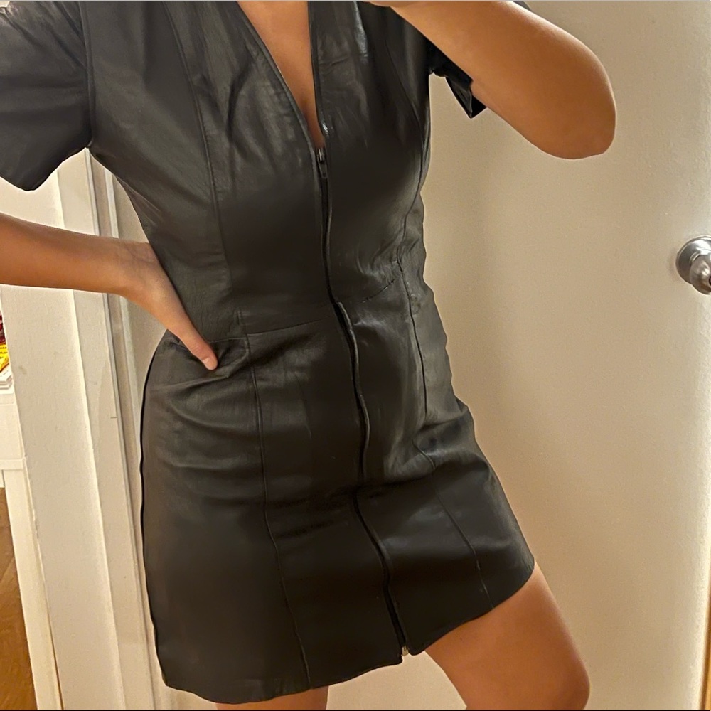 Softest leather dress -front zipper